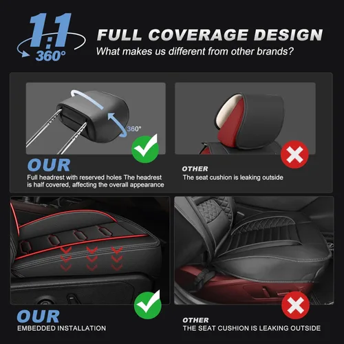 Miniatura 6 de AOMSAZTO RAV4 - Fundas de asiento delantero de cuero para Toyota RAV4 2019 2020 2021 2022 2023 2024 2025 LE, XLE, XLE Premium, Limited con Línea roja