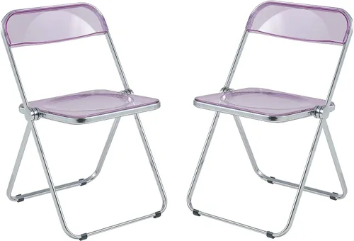 Miniatura 26 de LeisureMod Lawrence - Silla plegable de acrílico transparente moderna con marco de metal, asiento transparente que ahorra espacio para comedor
