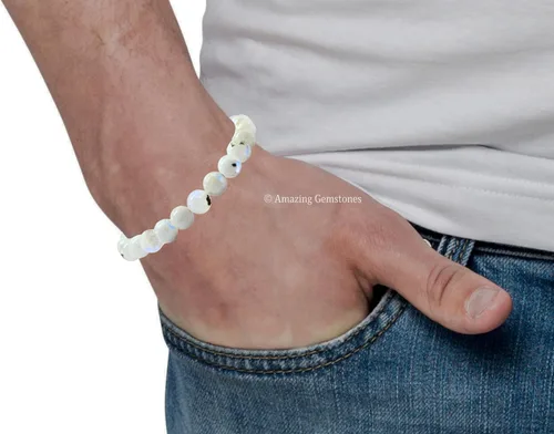 Miniatura 790 de Amazing Gemstone Pulsera de cristal para mujeres y hombres, pulsera de cristal curativo de protección, pulsera elástica con cuentas de piedras