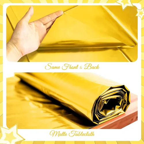 Miniatura 8 de Just Shimmer 2 Piezas de Mantel Metálico de Oro Brillante - Acabado Mate Impresionante, Duradero y Fácil de Limpiar - Perfecto para Decoraciones
