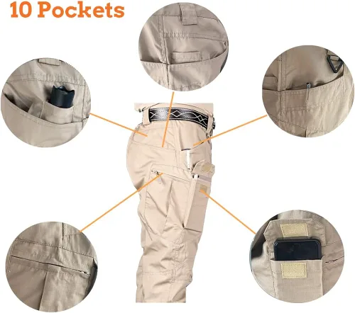 Miniatura 2 de HYCOPROT Pantalones tácticos para hombre Ripstop repelente al agua ligeros casuales de secado rápido 10 bolsillos pantalones de trabajo
