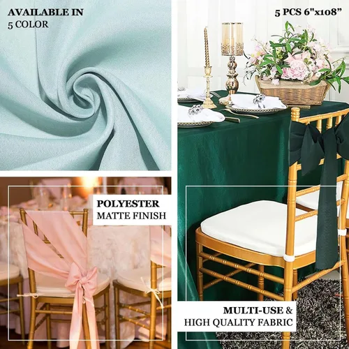Miniatura 4 de Efavormart 5 piezas de fajas para sillas de poliéster color beige con lazos para decoración de sillas en bodas, eventos, suministros para decoración