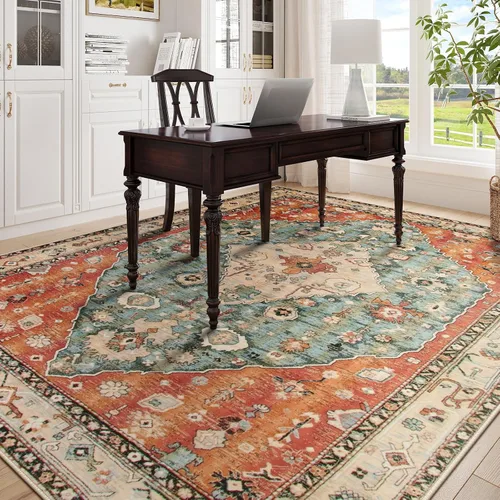 Miniatura 18 de Lahome Alfombra Bohemia Tribal Lavable de 3 x 5, Alfombras Antideslizantes para Entrada, Dormitorio, Sala de Estar, Vintage, Ultra Suave, No