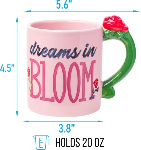 Miniatura 2 de Silver Buffalo Disney Princess La Bella y la Bestia Belle Sueños en Flor Rosas Taza de cerámica con asa esculpida en 3D, 20 onzas Belle Dreams in