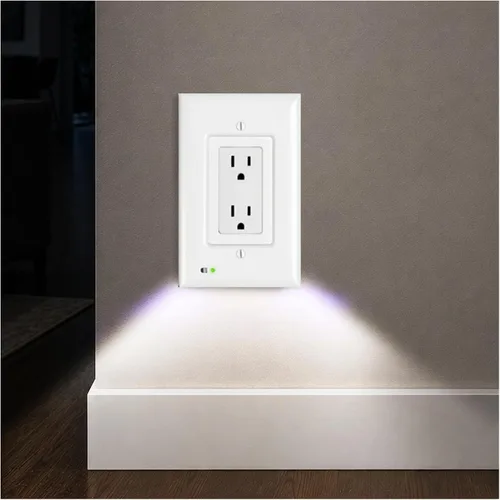 Miniatura 9 de Placa de cubierta de enchufe iluminada, luz nocturna LED opcional, cubierta de enchufe de pared y alumbrado de respaldo para falla de energía