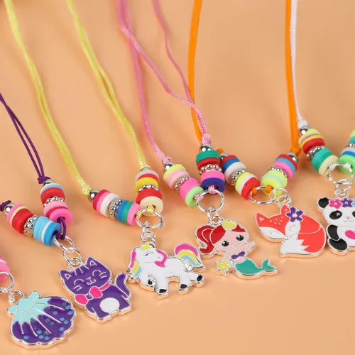 Miniatura 4 de MJartoria Juego de 24 pulseras y collares tejidos de amistad para niñas con dije de panda de unicornio, joyería de amistad, regalo de unicornio