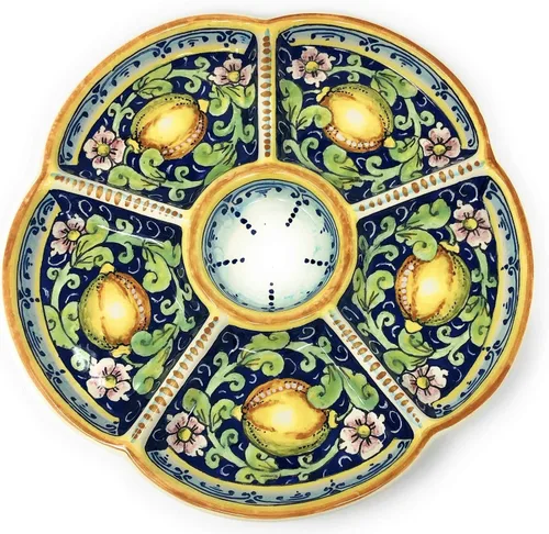 CERAMICHE D'ARTE PARRINI - Bandeja de cerámica italiana para servir aperitivos, limones decorativos de cerámica, pintados a mano, fabricado en