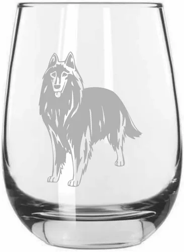 Miniatura 32 de Sakhalin Husky Dog - Copa de vino grabada personalizada de 15.25 onzas sin tallo