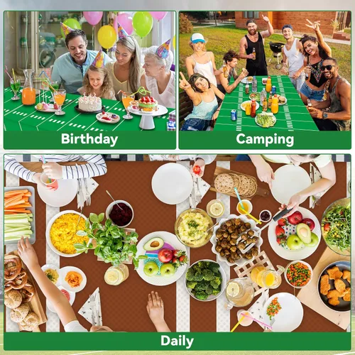 Miniatura 7 de 4 manteles de fiesta de fútbol, desechables, para fiesta de cumpleaños, de plástico, para deportes, para el día del juego, baby shower, día