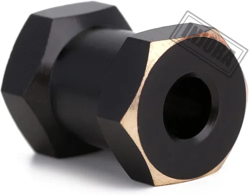 Miniatura 4 de INJORA Hub hexagonal RC de 0.472 in, ruedas de latón, extensión de cubo hexagonal, adaptador de unidad hexagonal negra para 1/10 RC Crawler Axial