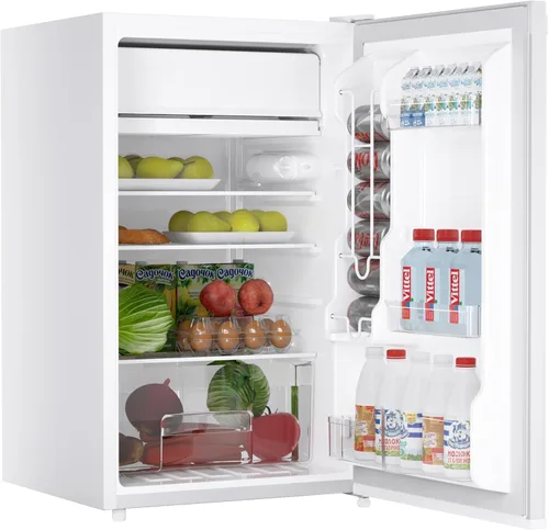 Miniatura 10 de Jojoka Mini refrigerador de 4.3 pies cúbicos con congelador, refrigerador pequeño de una sola puerta con estantes de vidrio deslizantes