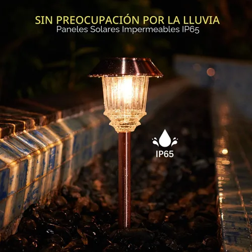 Miniatura 4 de XMCOSY+ Luces solares impermeables para exteriores, paquete de 4 luces solares para exteriores, 10-40 LM regulables, luces solares de cristal LED