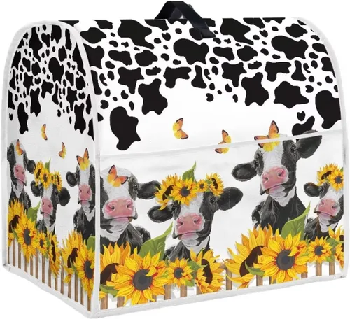 Miniatura 8 de UNICEU Protector de cubierta de batidora de soporte de cocina con estampado retro de mariposa de girasol, con mango superior, cubierta de polvo