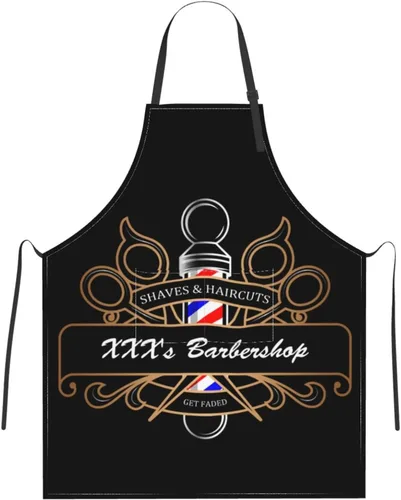 Miniatura 24 de Delantal de barbería personalizado para hombres y mujeres, delantal de texto personalizado con bolsillos, delantal ajustable personalizado