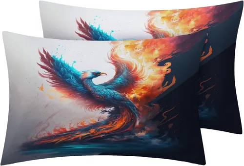 Miniatura 3 de Phoenix Sheets - Juego de sábanas de 3 piezas con estampado de animales de fantasía, sábanas y fundas de almohada de 3 piezas, sábana bajera