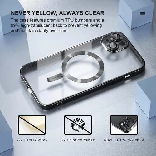 Miniatura 3 de Misea Funda magnética para iPhone 14 compatible con MagSafe [nunca amarillenta] [protección contra caídas de grado militar] protector completo