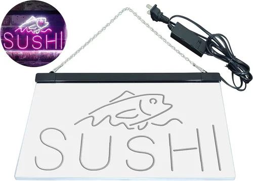Miniatura 23 de ADVPRO Sushi Fish Sashimi Restaurant - Letrero de neón LED de doble color, azul y rojo, 12 x 8.5 pulgadas, st6s32-i3334-br