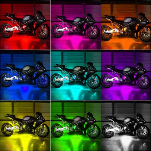 Miniatura 6 de Nilight Juego de 8 tiras de luces LED RGB para motocicleta, luces de atmósfera impermeables de neón multicolor con control remoto inteligente