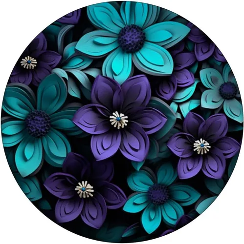 Miniatura 3 de Ramo de flores silvestres de flores verdes y azules, diseño floral morado, PopSockets estándar PopGrip