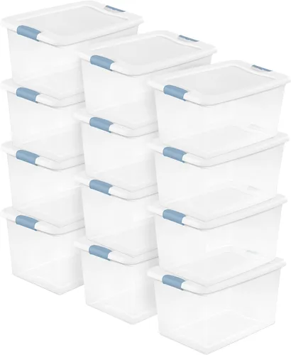 Miniatura 35 de Sterilite - Paquete de 12 contenedores apilables con pestillo, contenedores de almacenamiento bajo la cama con tapas, plástico transparente, 15
