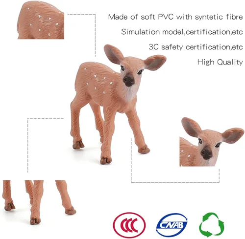 Miniatura 4 de Juego de animales salvajes del bosque, juego de figuras de ciervos de cola blanca, juguetes de decoración de escena de Navidad, accesorios
