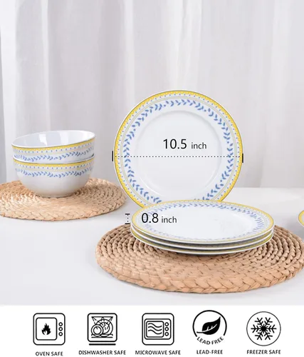 Miniatura 4 de Braque Juego de 6 platos de cerámica para postre, de 6 pulgadas, para postre, ensalada, aperitivo, plato pequeño para servir para microondas, horno