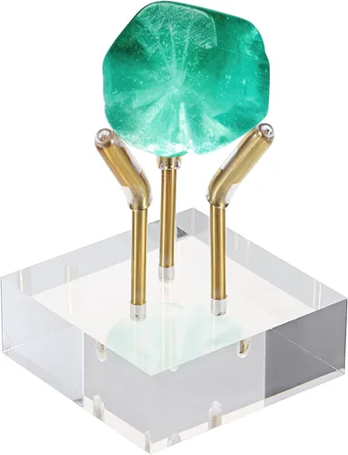 Hipiwe Soporte de exhibición de brazo de metal dorado con base acrílica, soporte de caballete de exhibición pequeña para esfera, bolas de cristal,