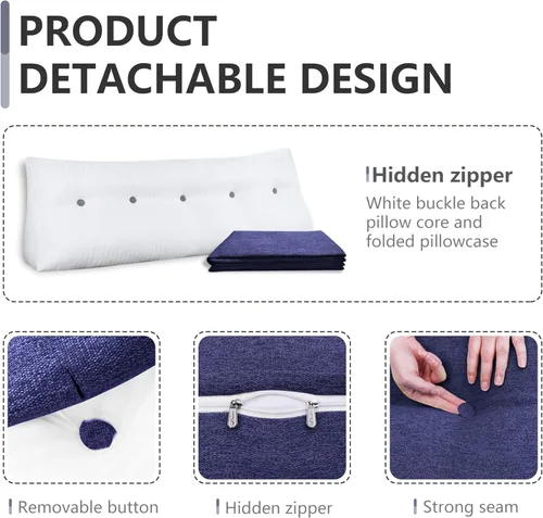 Miniatura 3 de Almohada de cuña pequeña para cabecero; almohada para leer, para sentarse en la cama, almohada triangular de respaldo para adultos, almohada