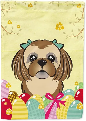 Miniatura 114 de Caroline's Treasures BB1920CHF - Bandera de caza de huevos de Pascua con diseño de bulldog francés, para casa, gran porche, para colgar en la pared
