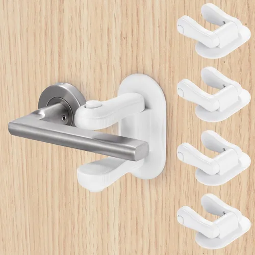 Miniatura 8 de Inaya Cerradura de palanca de puerta a prueba de niños (paquete de 4) - Cerradura de manija de puerta - Adhesivo 3M - Diseño minimalista