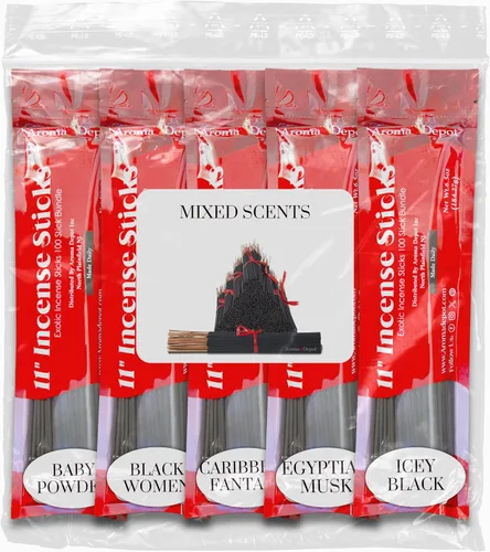 Miniatura 15 de Aroma Depot Backyard Varitas de incienso de 11 pulgadas, juego variado de 500 unidades, 11 pulgadas, 5 paquetes de 100 varillas por aroma. El juego