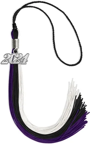 Miniatura 160 de Endea Graduation Borla de triple color con gota de fecha plateada (negro/dorado/granate, 2020)