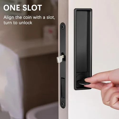 Miniatura 5 de Juego de herrajes para cerradura de puerta de bolsillo, manija de privacidad con tirador oculto y pestillo empotrado, apto para puertas de madera