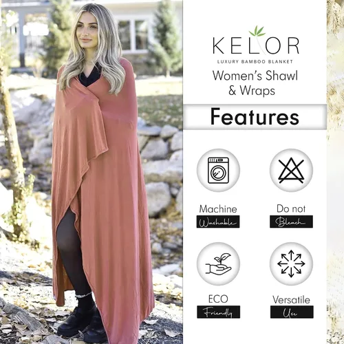 Miniatura 25 de K E L O R Luxury Cooling Travel Blanket - Stretchy, Lightweight Soft & Breathable Shawl Wraps for Women