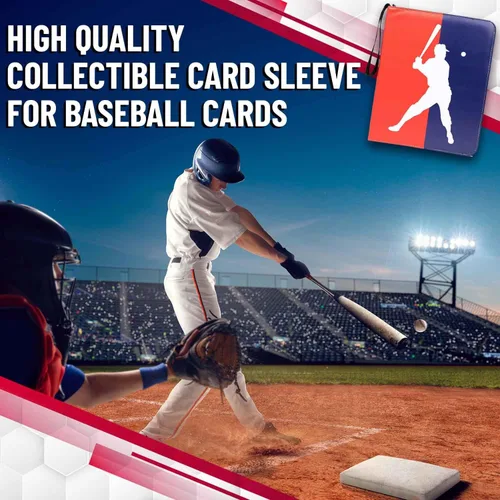 Miniatura 5 de Carpeta de tarjetas de béisbol con mangas, álbum de tarjetas impermeable de 3 anillos con 50 mangas, cierre de cremallera, tarjetero de gran