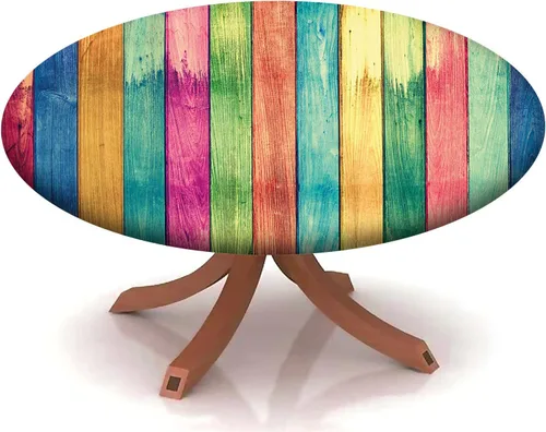Miniatura 21 de Mantel redondo ajustable con patrón marítimo, borde elástico, adecuado para catering y cocina, se puede limpiar con el mantel de mesa redonda
