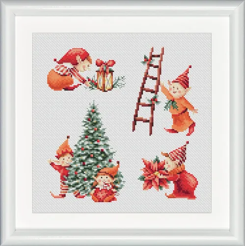Miniatura 6 de DUTCH STITCH BROTHERS - Kit de punto de cruz contado - DSB018A - Elfos de Navidad 2- Aida - 9,8 x 9,8 pulgadas - Bricolaje para adultos