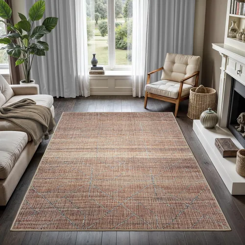 GLN Rugs Bohemian Collection - Alfombra de felpilla lavable a máquina, bohemio vintage, antideslizante, alfombra de felpilla de pelo bajo, alfombra