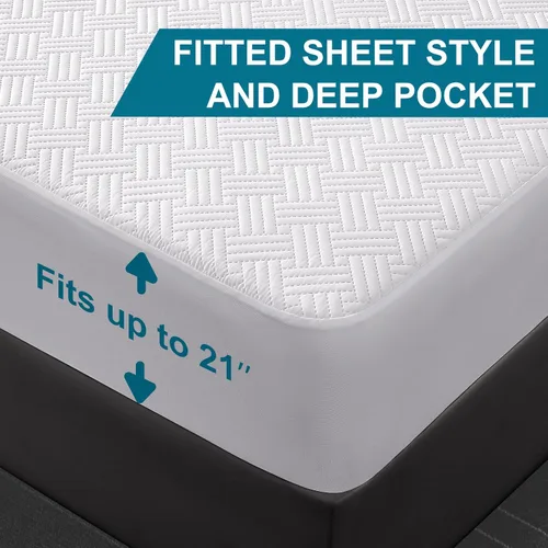 Miniatura 6 de GOPOONY Protector de colchón impermeable tamaño completo - Transpirable, silencioso, ultrasuave, cubierta de cama, funda protectora de colchón