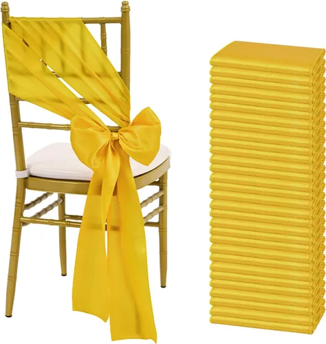 Miniatura 13 de fani 60 cintas de satén negras de 7 x 108 pulgadas para silla, fundas universales para silla, bodas, fiestas de cumpleaños, celebraciones, hoteles