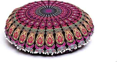 Miniatura 34 de CRAFT KALA Funda de Cojín Grande de Suelo Hippie Mandala Funda de Cojín de Meditación Funda de Puf Redondo Funda de Cojín Bohemia para el Suelo