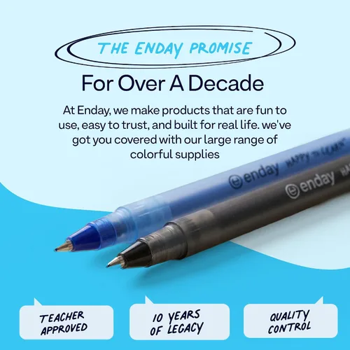 Miniatura 8 de Enday Bolígrafos (paquete de 60) 30 bolígrafos azules y 30 negros, bolígrafos de tinta a granel, punta media de 0.039 pulgadas, bolígrafos