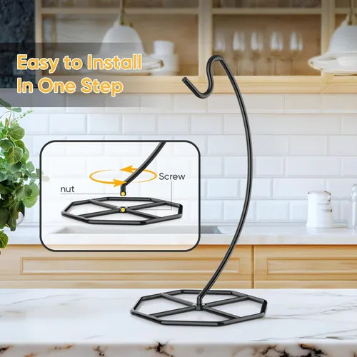 Miniatura 3 de Beesini Paquete de 2 colgadores de plátano, soporte de metal para plátano, soporte para plátanos, soporta hasta 15 libras de plátano o uva, estante