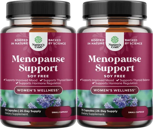Miniatura 10 de Suplemento completo de menopausia herbaria para mujeres, cápsulas de equilibrio hormonal femenino sin soja para sudores nocturnos, sofocos y cambios