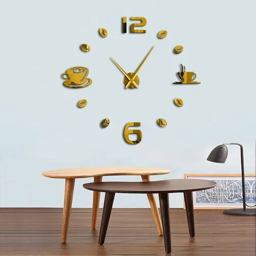 Miniatura 11 de The Geeky Days Reloj de pared gigante sin marco, diseño moderno, café, taza de café, café, café, decoración de pared, cocina, reloj de pared (negro)