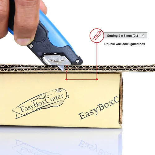 Miniatura 5 de EasyCut 1000 Cuchillo utilitario retráctil seguro para cortar cajas, azul, 09780