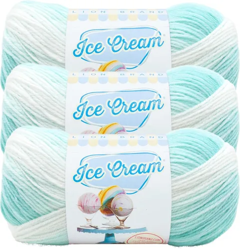 Miniatura 28 de Lion Brand Yarn, Hilo para Bebé Ice Cream para tejer, ganchillo y manualidades, Baseball Nut, 1 paquete, fibra acrílica colorida de peso DK