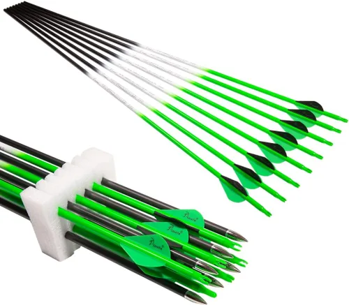 Miniatura 8 de Archery Carbon Arrow 28 29 30 inch 300 340 350 400 Spine Practice Hunting Arrows for Compound Recurve Bow 12PCS Amarillo