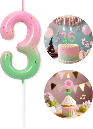 Miniatura 186 de Velas número 2 arcoíris con número 3D de feliz cumpleaños para decoración de fiesta de pastel de cumpleaños, suministros de celebración