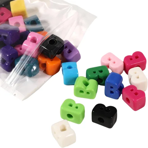 Miniatura 15 de 40 cuentas de letras 3D focales acrílicas sueltas para hacer joyas, pulseras, collares, llavero, bolsa de teléfono, cadena, llaveros (letras mixtas)